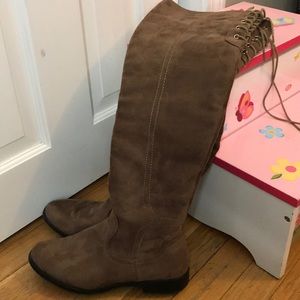 Over the knee suede boots